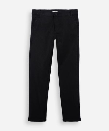calça chino infantil de sarja preta 10
