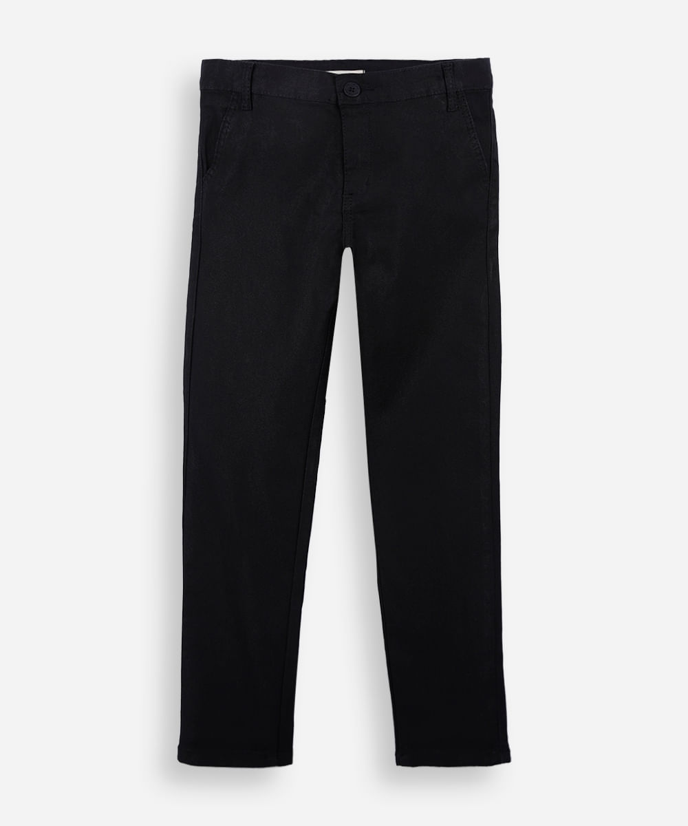 calça chino infantil de sarja preta