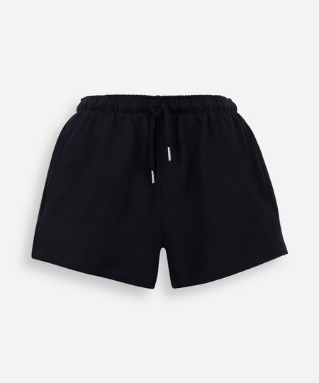 short juvenil de moletinho cós elástico preto 10