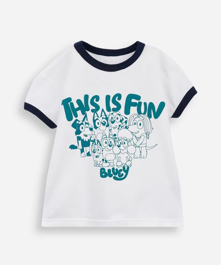 camiseta infantil de algodão bluey off white 2 camiseta infantil de algodão bluey off white 2