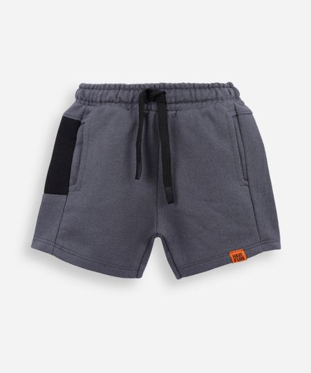 bermuda infantil de moletom com recorte cinza 1 bermuda infantil de moletom com recorte cinza 1