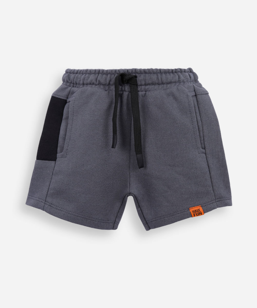 bermuda infantil de moletom com recorte cinza