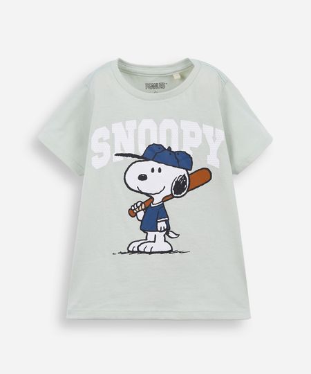 camiseta de algodão infantil texturizada snoopy verde 2 camiseta de algodão infantil texturizada snoopy verde 2