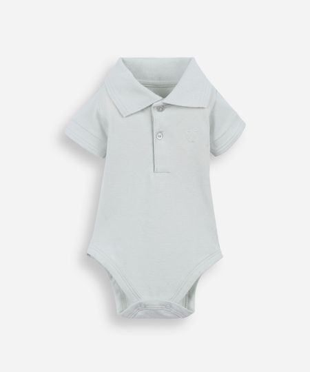 body polo infantil de algodão manga curta com bordado verde 0-3