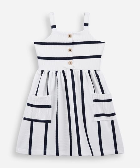 vestido infantil de algodão texturizado listrado azul 2