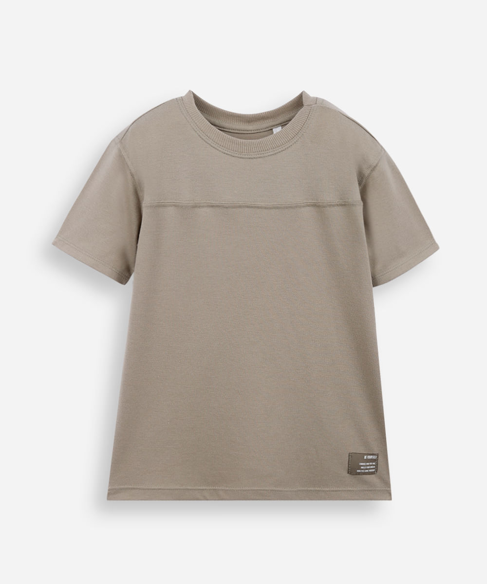 camiseta infantil malha piquet com recorte verde