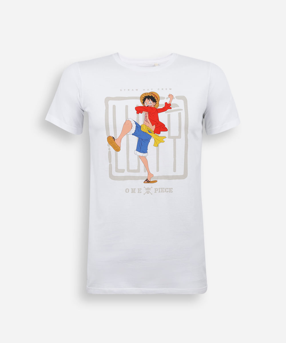 camiseta juvenil de algodão one piece off white