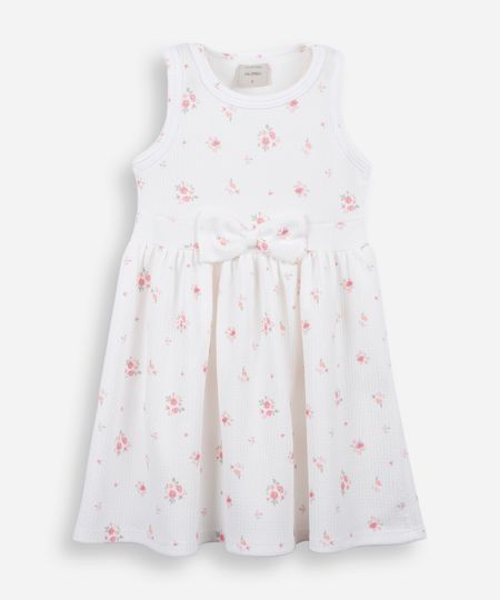 vestido infantil com laço texturizado floral colorido 4