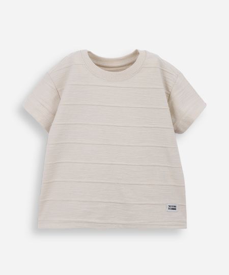 camiseta infantil de algodão texturizada bege 1 camiseta infantil de algodão texturizada bege 1