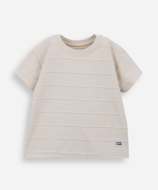 camiseta infantil de algodão texturizada bege 5