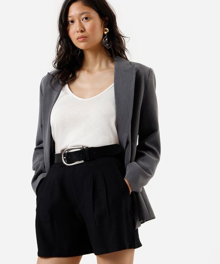 short de alfaiataria feminino com viscose e pregas preto 38 short de alfaiataria feminino com viscose e pregas preto 38