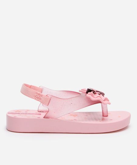 chinelo infantil ipanema belle com elástico rosa 22