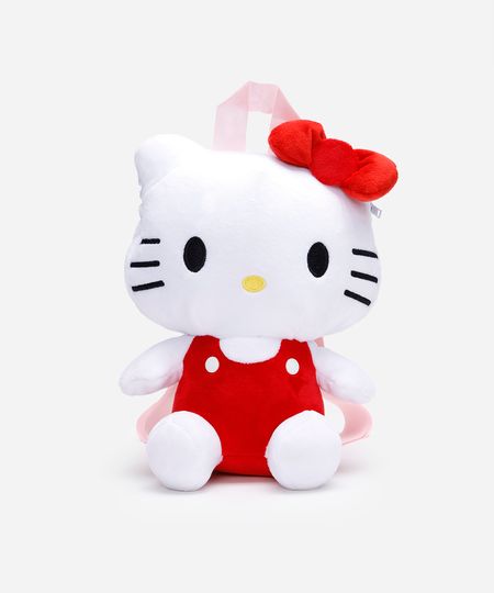 mochila infantil de pelúcia hello kitty branca UNICO