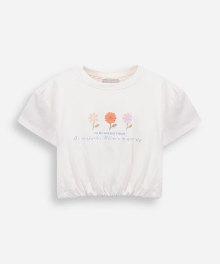 blusa infantil manga curta algodao off white 12