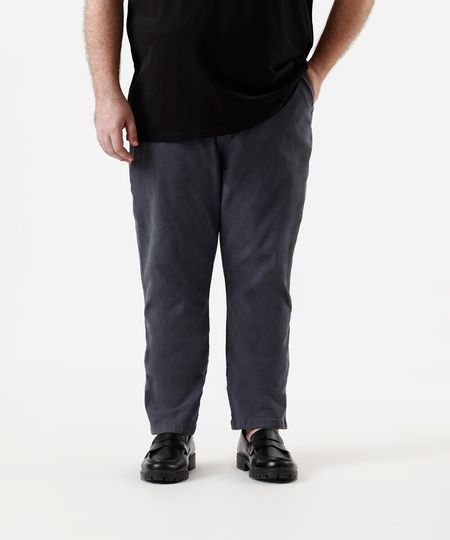 calça chino slim masculina de sarja plus size cinza 52