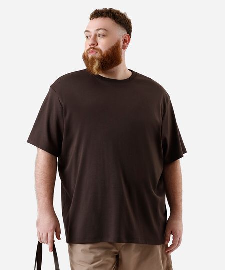 camiseta de algodão peruano plus size marrom GG3 camiseta de algodão peruano plus size marrom GG3