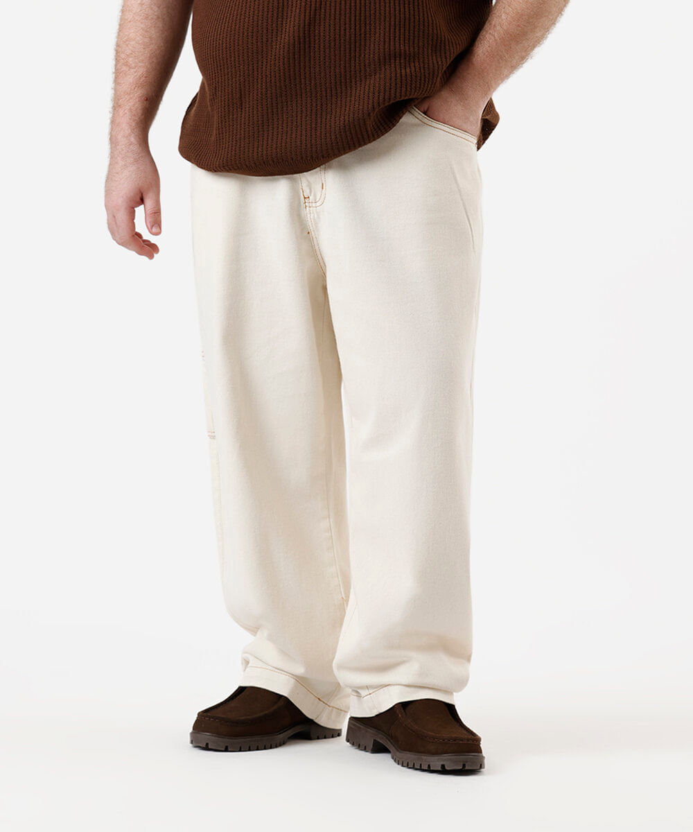 calça masculina baggy plus size bege