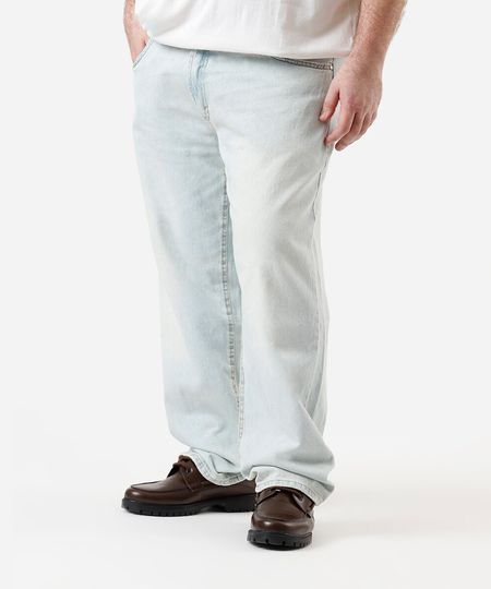 calça masculina jeans baggy básica azul 50