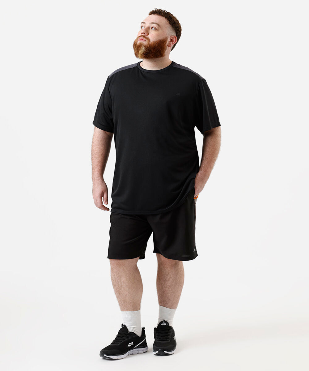 short cós elástico plus size esportivo ace preto