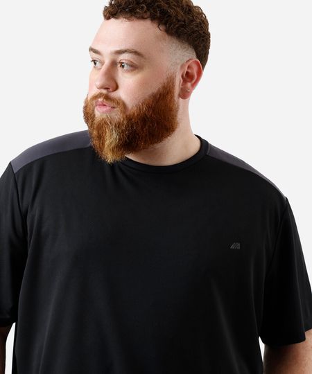 camiseta plus size manga curta esportiva ace preta - cinza GG1