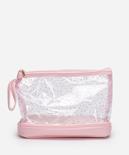 nécessaire com recorte poá rosa UNICO nécessaire com recorte poá rosa UNICO