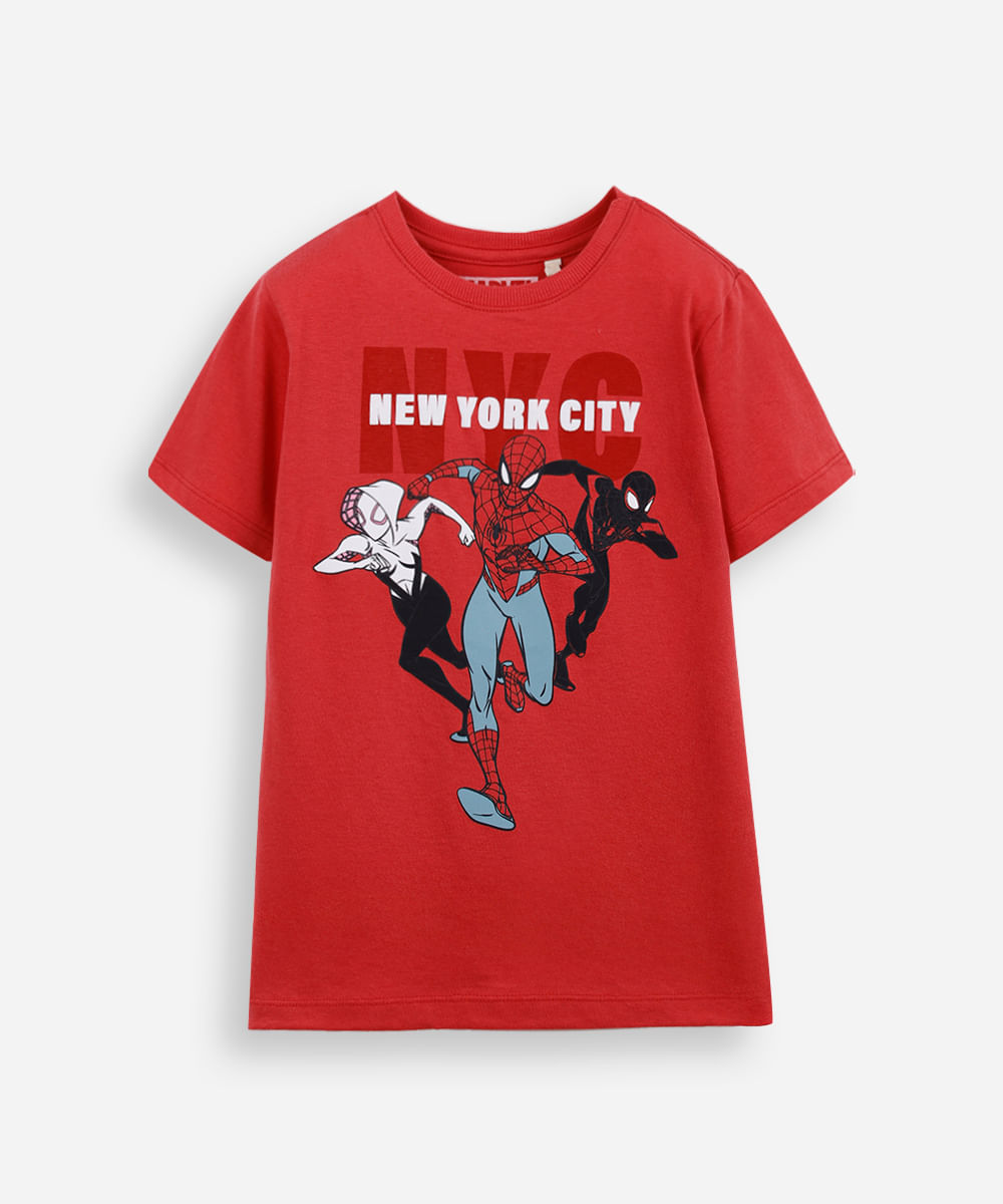 camiseta infantil de algodão homem aranha vermelha