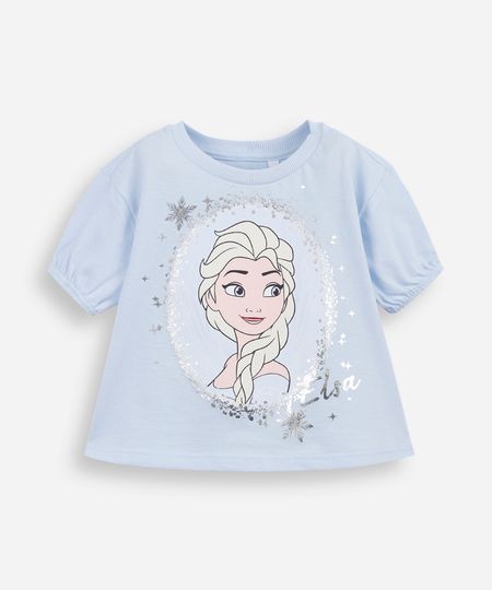 blusa infantil de algodão manga bufante frozen azul 3 blusa infantil de algodão manga bufante frozen azul 3