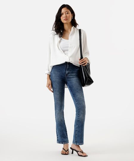 calça boot cut feminina jeans sawary azul 36