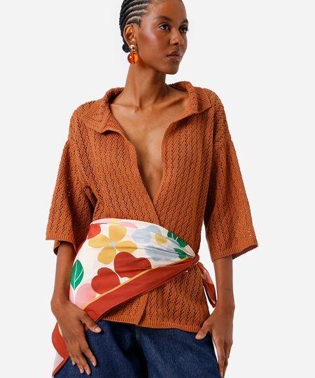 lenço quadrado floral acetinado colorido UNICO lenço quadrado floral acetinado colorido UNICO