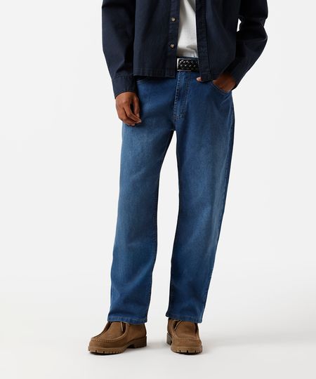calça reta masculina jeans azul 40