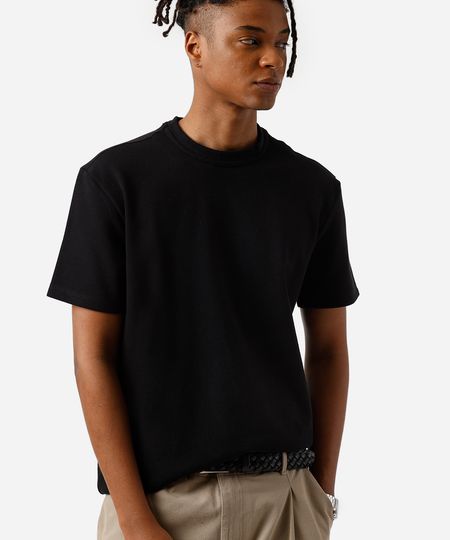 camiseta básica masculina com algodão texturizada preta P