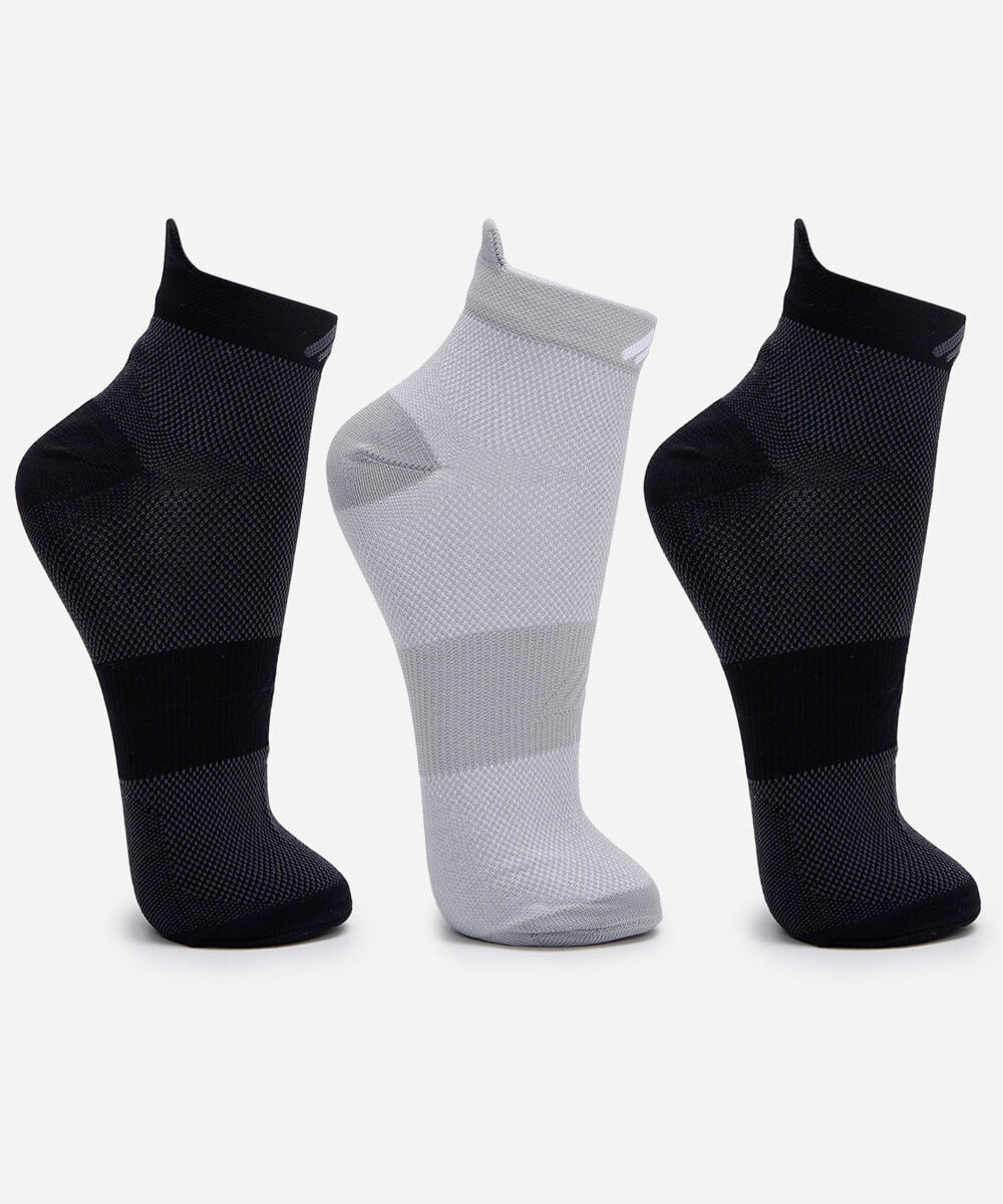 kit de 3 meias cano médio esportiva ace coloridas