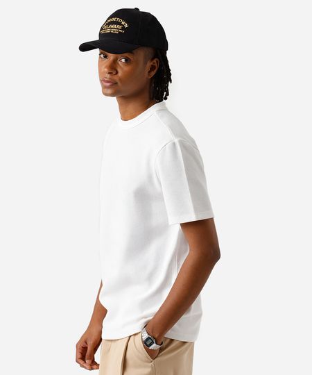 camiseta básica masculina com algodão texturizada branca G