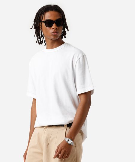 camiseta relaxed masculina de algodão coolmax branca GG