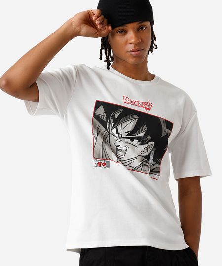camiseta masculina com algodão dragon ball z off white PP camiseta masculina com algodão dragon ball z off white PP