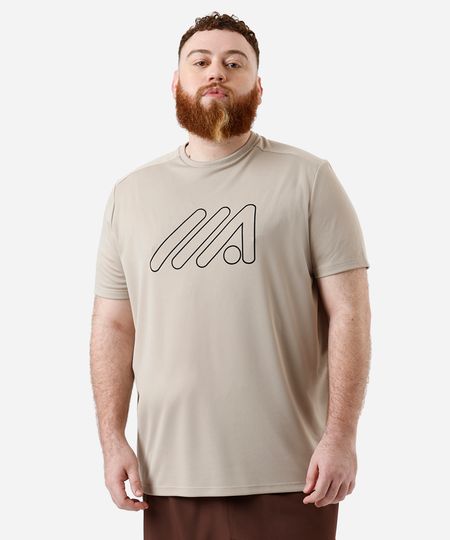 camiseta masculina esportiva ace com logo plus size bege GG2 camiseta masculina esportiva ace com logo plus size bege GG2