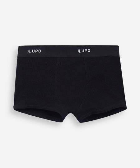 cueca boxer infantil de algodão canelada lupo preta GG
