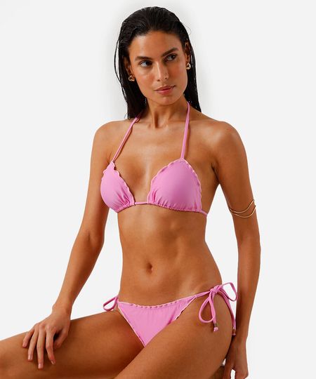 biquíni calcinha tanga com frufru e amarração rosa GG biquíni calcinha tanga com frufru e amarração rosa GG