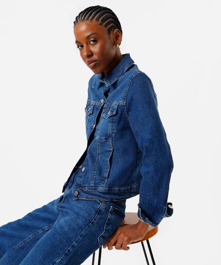 jaqueta feminina jeans azul M