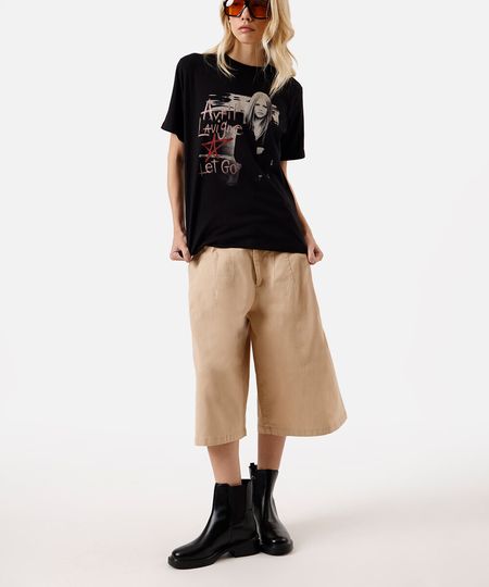 camiseta feminina de algodão avril lavigne preta P