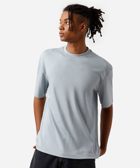 camiseta relaxed masculina de algodão peruano azul G