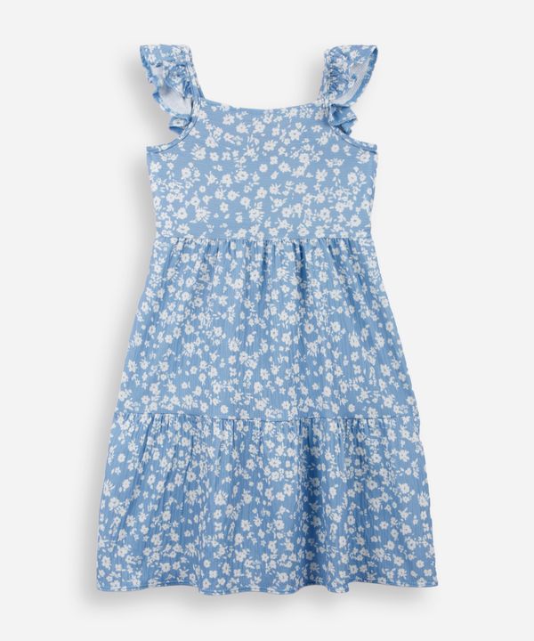 vestido infantil floral texturizado azul 4
