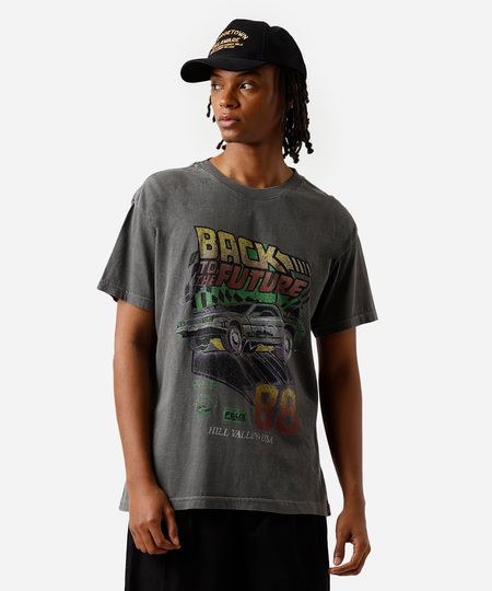 camiseta masculina em algodão de volta para o futuro estonada - chumbo G camiseta masculina em algodão de volta para o futuro estonada - chumbo G