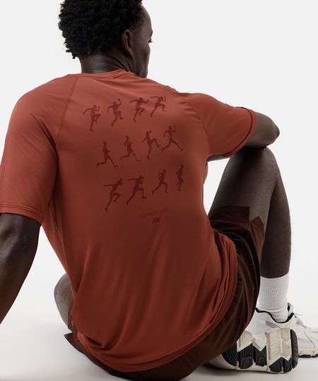 camiseta raglan masculina esportiva ace de poliamida estampada laranja GG