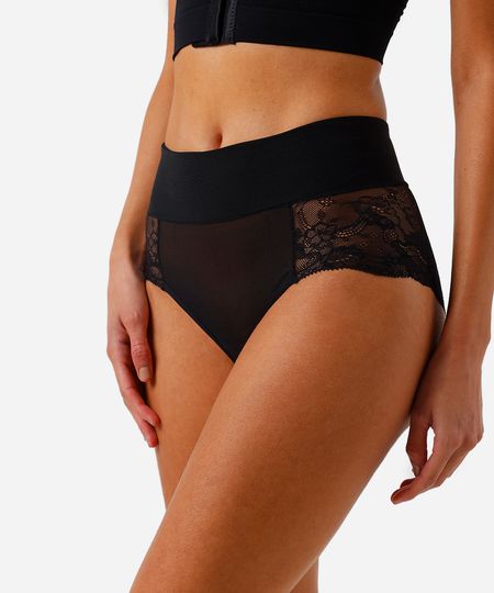 calcinha caleçon com renda demillus preta M
