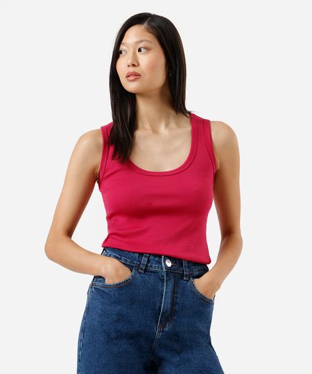 regata básica feminina algodão peruano rosa G