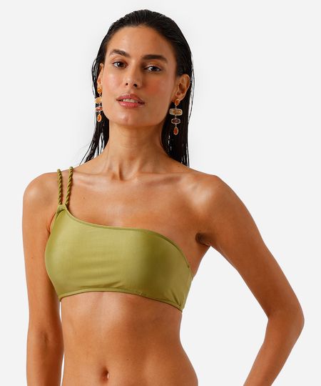 biquíni top faixa ombro único verde G biquíni top faixa ombro único verde G