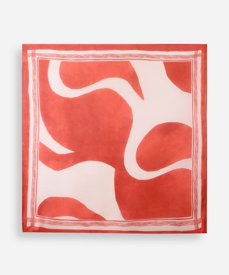 lenço quadrado abstrato acetinado vermelho UNICO lenço quadrado abstrato acetinado vermelho UNICO