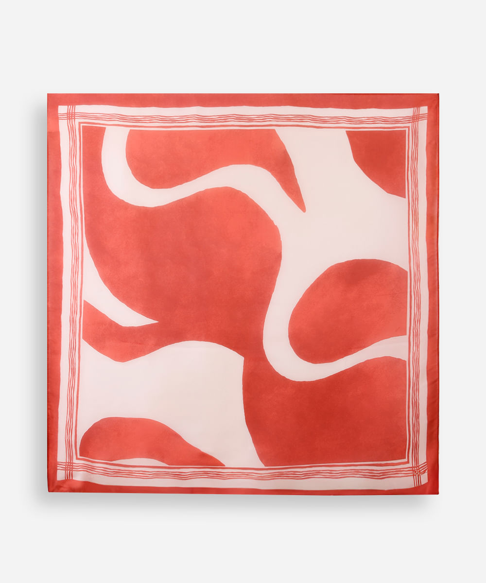 lenço quadrado abstrato acetinado vermelho
