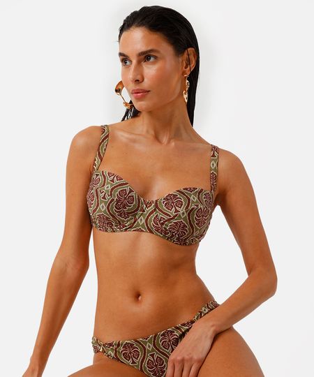 biquíni top meia taça estampado verde P biquíni top meia taça estampado verde P